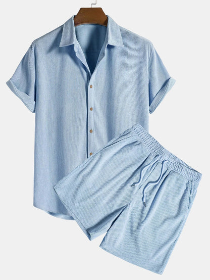 Men's Leisure Set – Short Sleeve Top & Pants, Solid Color Casual Outfit - Daily Goods