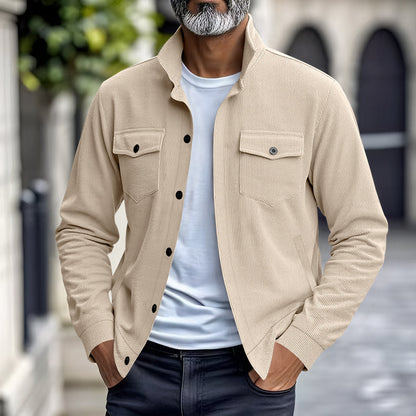 Men’s Corduroy Jacket – Loose Fit Casual Coat with Top Stitching Pockets - Daily Goods