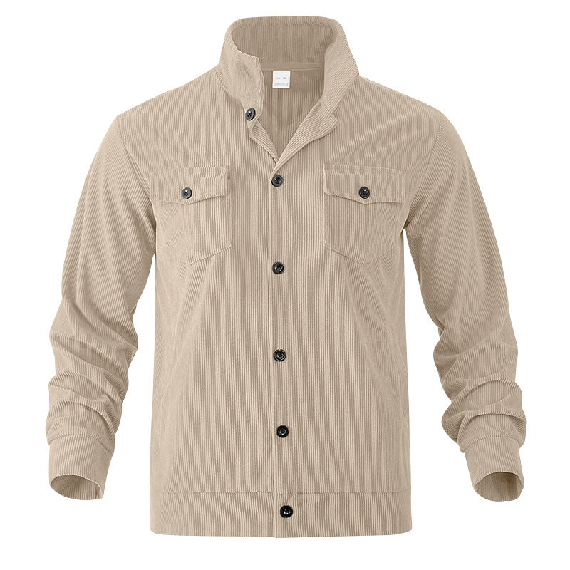 Men’s Corduroy Jacket – Loose Fit Casual Coat with Top Stitching Pockets - Daily Goods