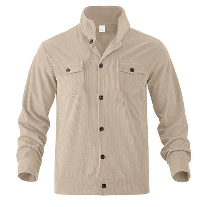 Men’s Corduroy Jacket – Loose Fit Casual Coat with Top Stitching Pockets - Daily Goods