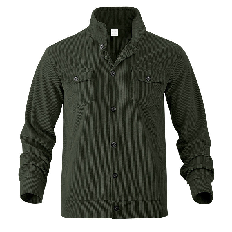 Men’s Corduroy Jacket – Loose Fit Casual Coat with Top Stitching Pockets - Daily Goods
