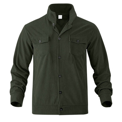 Men’s Corduroy Jacket – Loose Fit Casual Coat with Top Stitching Pockets - Daily Goods