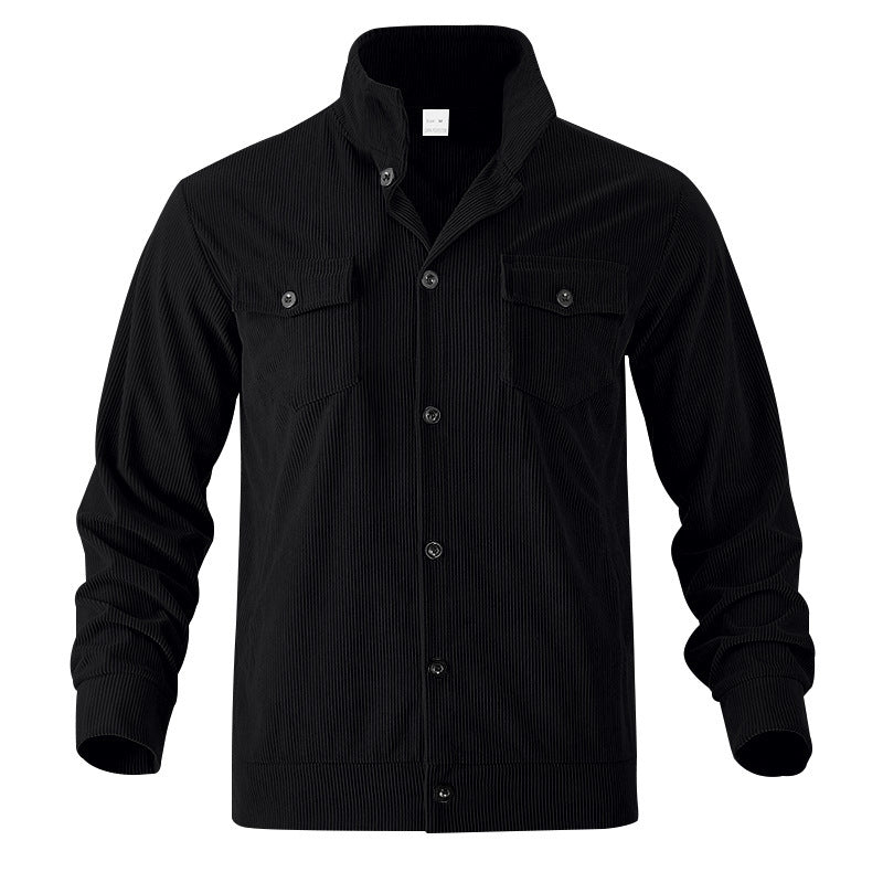 Men’s Corduroy Jacket – Loose Fit Casual Coat with Top Stitching Pockets - Daily Goods