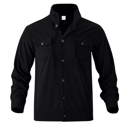 Men’s Corduroy Jacket – Loose Fit Casual Coat with Top Stitching Pockets - Daily Goods