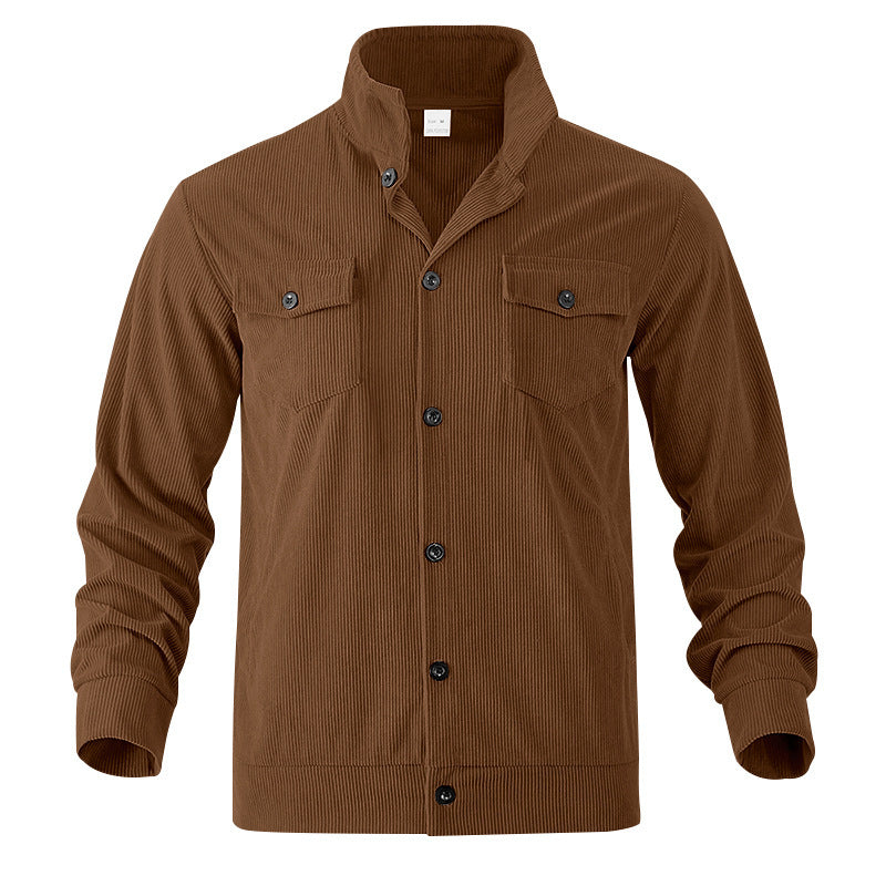 Men’s Corduroy Jacket – Loose Fit Casual Coat with Top Stitching Pockets - Daily Goods