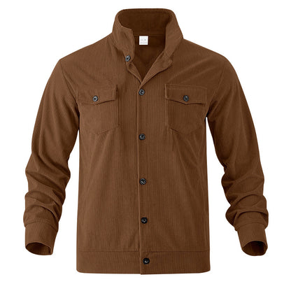 Men’s Corduroy Jacket – Loose Fit Casual Coat with Top Stitching Pockets - Daily Goods