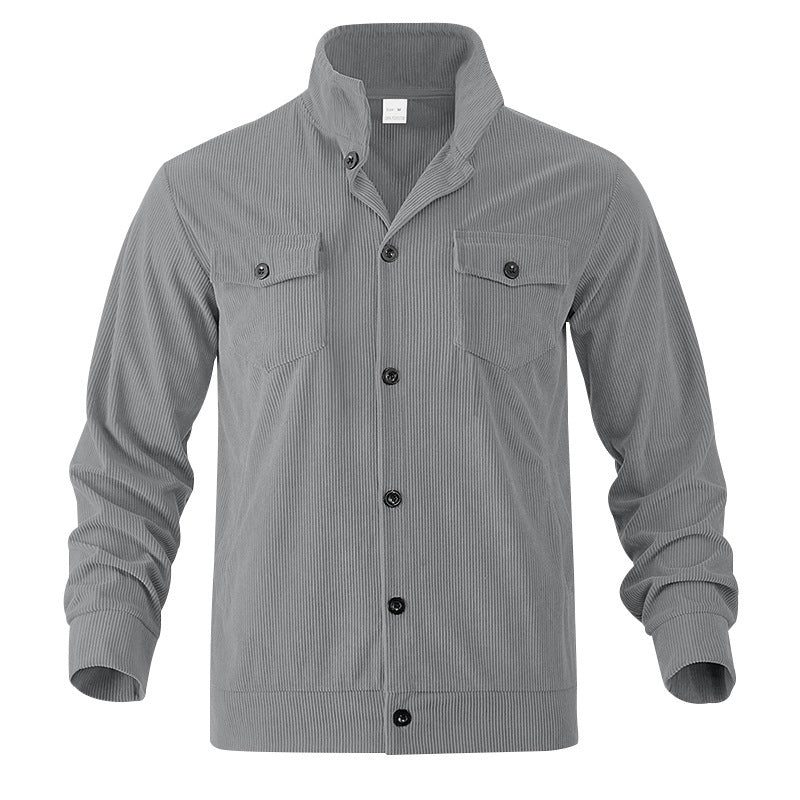 Men’s Corduroy Jacket – Loose Fit Casual Coat with Top Stitching Pockets - Daily Goods