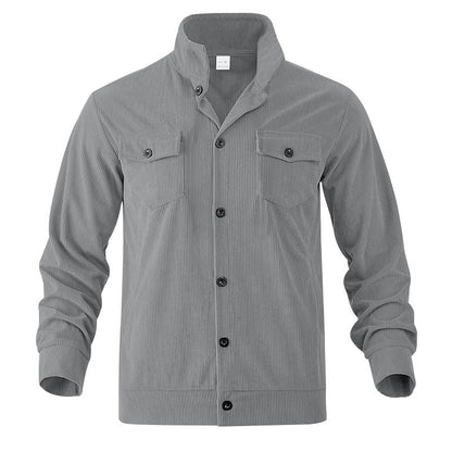 Men’s Corduroy Jacket – Loose Fit Casual Coat with Top Stitching Pockets - Daily Goods