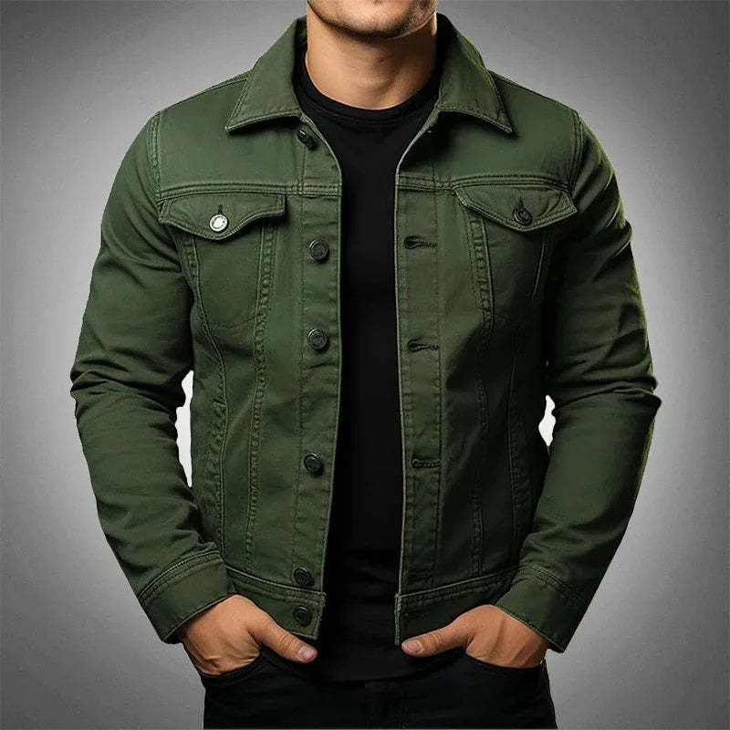 Men’s Cotton Denim Jacket – Long Sleeve Casual Outerwear with Cotton Lining - Daily Goods