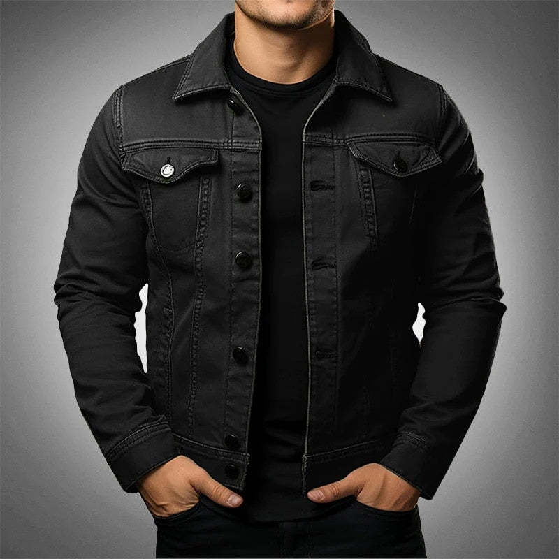 Men’s Cotton Denim Jacket – Long Sleeve Casual Outerwear with Cotton Lining - Daily Goods