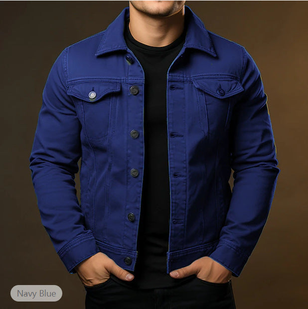 Men’s Cotton Denim Jacket – Long Sleeve Casual Outerwear with Cotton Lining - Daily Goods