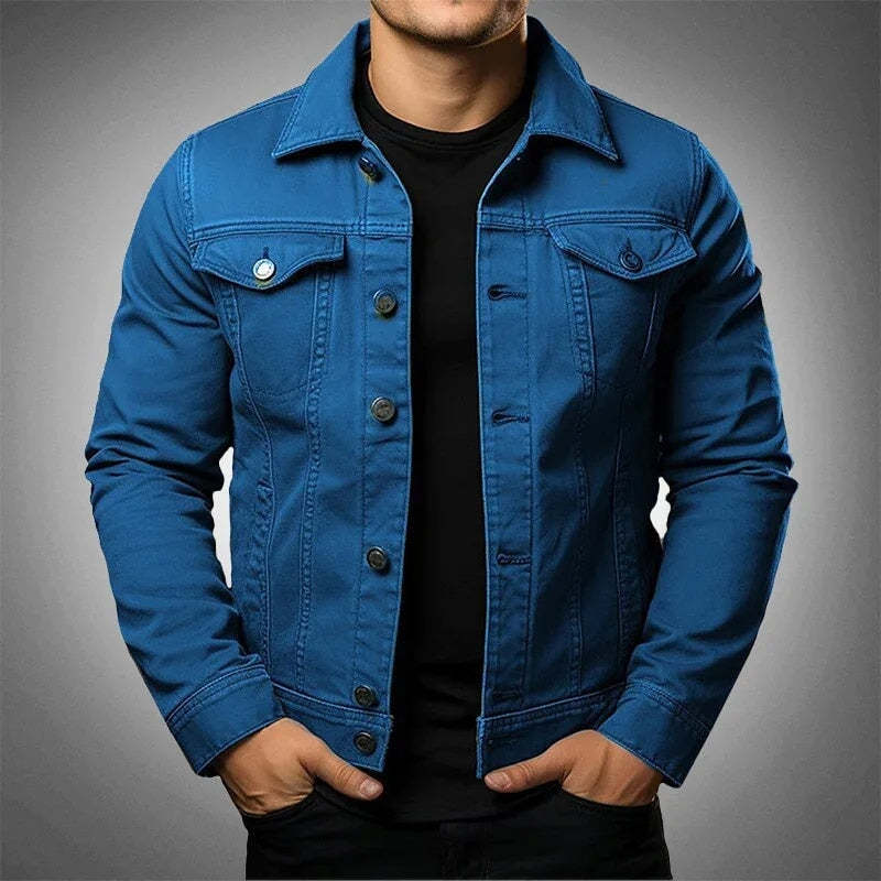 Men’s Cotton Denim Jacket – Long Sleeve Casual Outerwear with Cotton Lining - Daily Goods