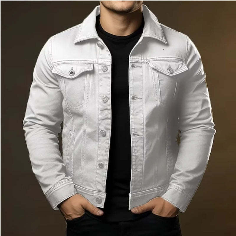 Men’s Cotton Denim Jacket – Long Sleeve Casual Outerwear with Cotton Lining - Daily Goods
