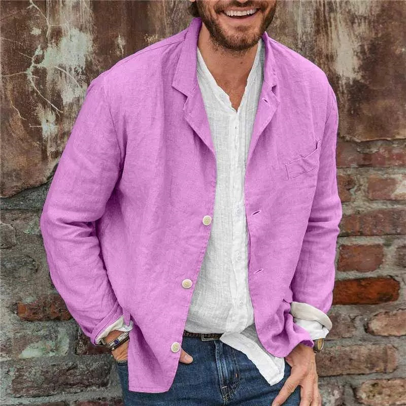 Men’s Cotton Lapel Long Sleeve Top wear – Casual Three-Button Polo Style Top - Daily Goods