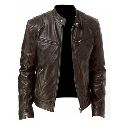 Men’s Loose-Fit PU Sports Jacket – Zipper Front, Casual Outdoor Wear, Multiple Colors - Daily Goods