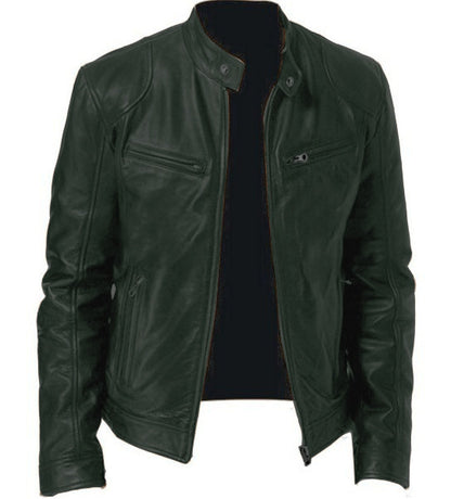 Men’s Loose-Fit PU Sports Jacket – Zipper Front, Casual Outdoor Wear, Multiple Colors - Daily Goods