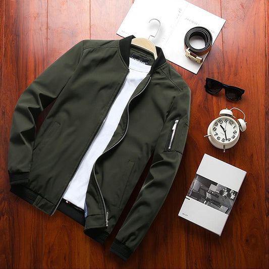 Men’s Casual No-Collar Zipper Jacket – Fit Type Lightweight Outerwear, Multiple Colors - Daily Goods