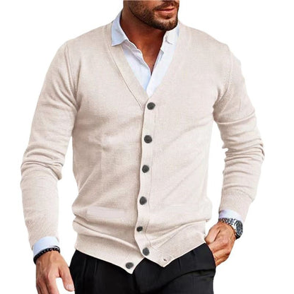Men’s Slim Fit Acrylic Cardigan – Long Sleeve Casual Sweater for Winter - Daily Goods