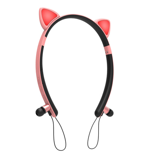 Cute Animal Ears Bluetooth Headphones – Neckband Stereo Wireless Earphones with Magnetic Adsorption, Soft Silicone Earmuffs, 6-Hour Battery | Ideal Gift for Girls & Teens - Daily Goods