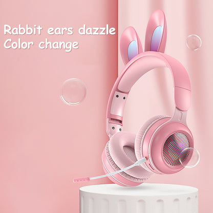 Wireless Bluetooth Headphones with RGB Bunny Ears, Stereo Sound, MP3 & 3.5mm Jack – Foldable Headset - Daily Goods