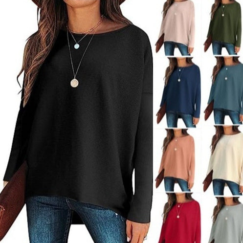 Women’s Loose Batwing Sleeve Pullover – Thick Cotton Blend Sweater for Casual & Work - Daily Goods
