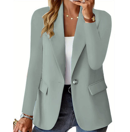 Women’s Lapel Button Jacket – British Style Casual Commuter Outerwear - Daily Goods