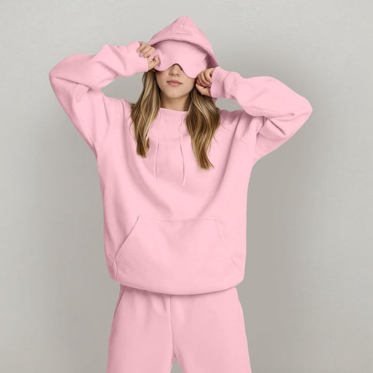 Women’s British Style Hooded Outfit – Solid Color Casual Wear - Daily Goods