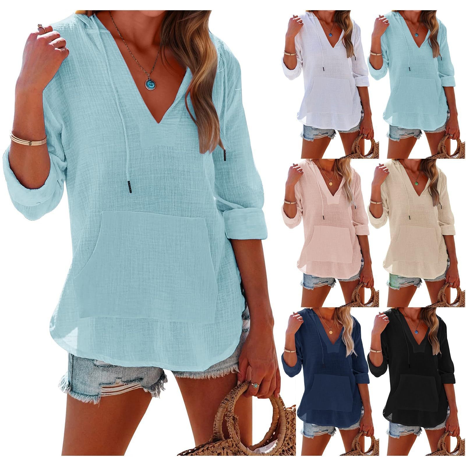 Women's Loose Streetwear Pullover Hoodie – Cotton & Linen Comfort, Multiple Colors - Daily Goods