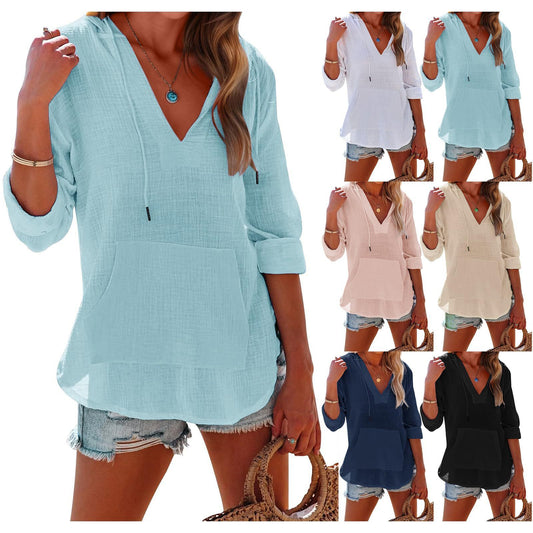Women's Loose Streetwear Pullover Hoodie – Cotton & Linen Comfort, Multiple Colors - Daily Goods