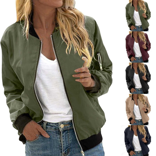 Women’s Street Style Baseball Jacket – Zipper Vintage Bomber Outerwear - Daily Goods