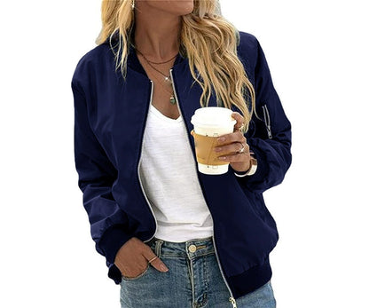 Women’s Street Style Baseball Jacket – Zipper Vintage Bomber Outerwear - Daily Goods