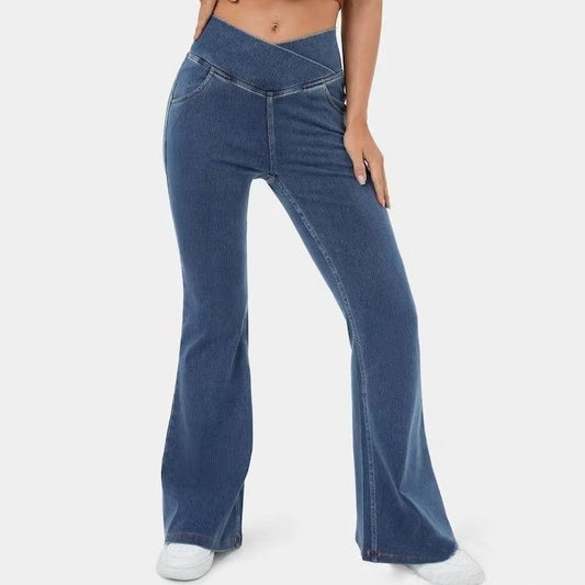 High Imitation Denim Bell-Bottom Pants| Elegant European & American Style - Daily Goods