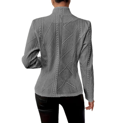 Women’s Slim Blazer Jacket – Single-Breasted Office Coat with Stand Collar - Daily Goods