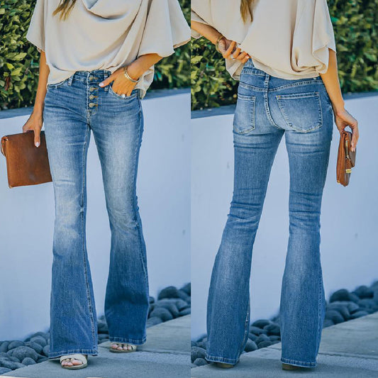 Women’s High-Waist Bell Bottom Jeans - Daily Goods