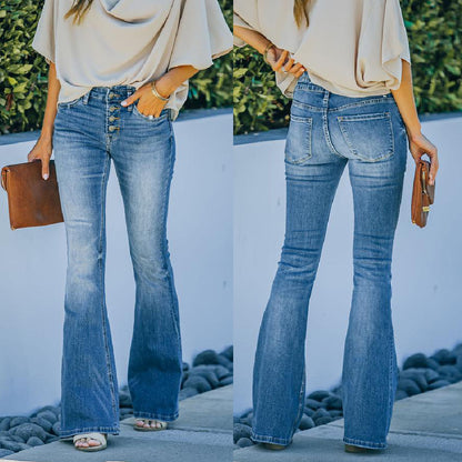 Women’s High-Waist Bell Bottom Jeans - Daily Goods