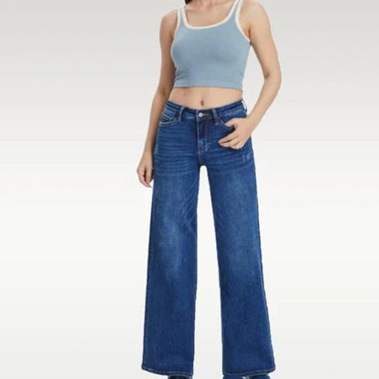 Women’s High Waist Straight-Leg Denim Style Pants – Street Hipster Style - Daily Goods