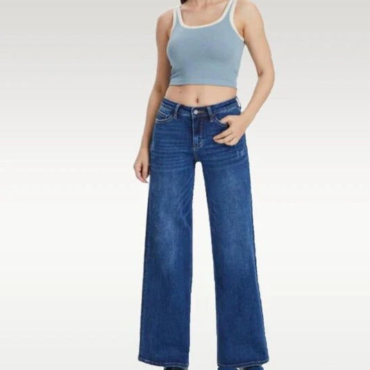 Women’s High Waist Straight-Leg Denim Style Pants – Street Hipster Style - Daily Goods