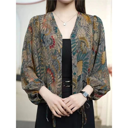 Fashionable Floral Shirt Women’s Printed Thin Coat | Lightweight Casual Outerwear - Daily Goods