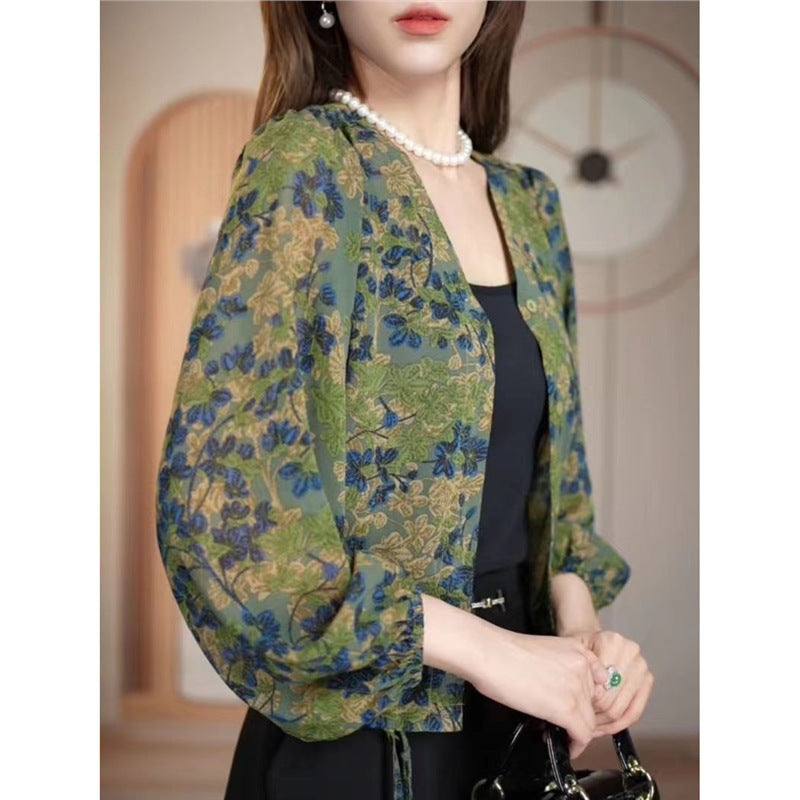 Fashionable Floral Shirt Women’s Printed Thin Coat | Lightweight Casual Outerwear - Daily Goods
