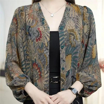 Fashionable Floral Shirt Women’s Printed Thin Coat | Lightweight Casual Outerwear - Daily Goods