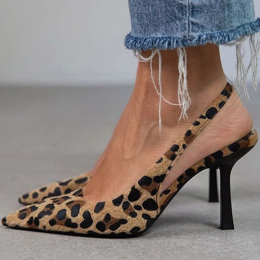 Women’s Leopard Print Suede High Heels – Buckle Strap Round Toe Pumps (6–8cm Heel - Daily Goods