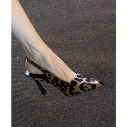 Women’s Leopard Print Suede High Heels – Buckle Strap Round Toe Pumps (6–8cm Heel - Daily Goods