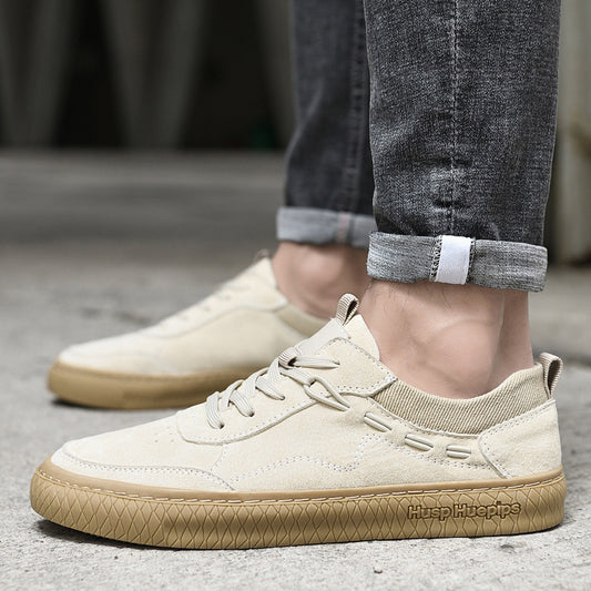 Men Low Top Nubuck Leather Sneakers - Daily Goods