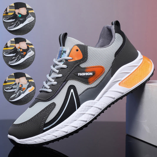 Color-blocked Sneakers Fashion Breathable Lace Up Mesh Sports Shoes For Men Casual Outdoor Running Walking Shoes - Daily Goods