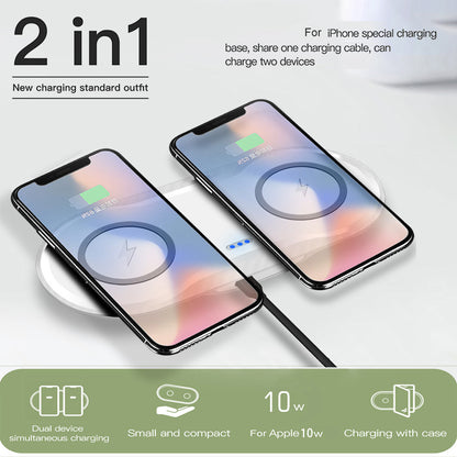 Dual wireless charger for mobile phones. Stable fast charging, intelligent temperature control, Type-C interface - Daily Goods