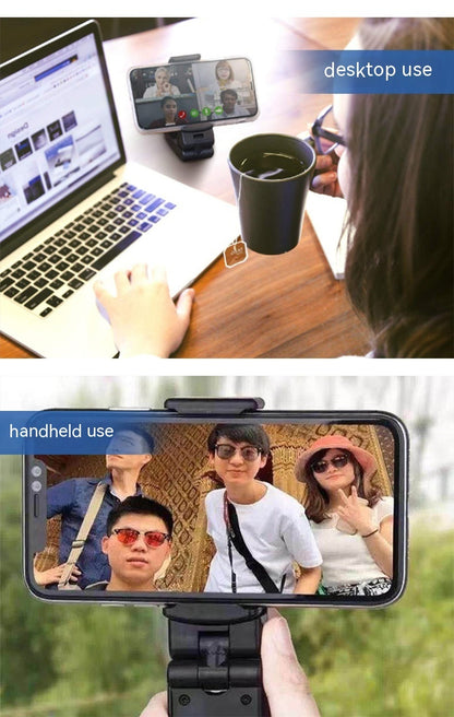 Multifunctional Lazy Desktop Phone Holder – ABS, Metal & Silicone, H22 Black - Daily Goods