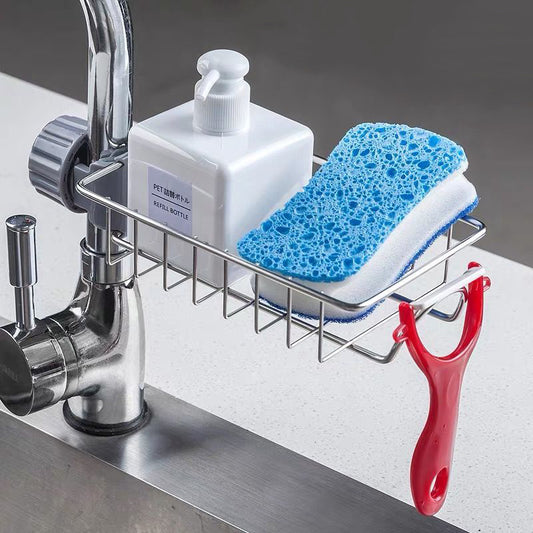 Adjustable Sink Drain Rack Sponge Storage Faucet Holder Soap Drainer Shelf Basket Organizer Kitchen Bathroom Accessories - Daily Goods