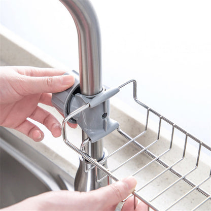 Adjustable Sink Drain Rack Sponge Storage Faucet Holder Soap Drainer Shelf Basket Organizer Kitchen Bathroom Accessories - Daily Goods