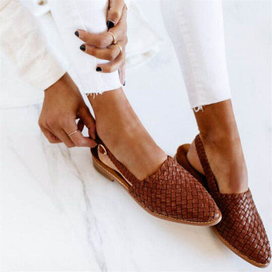 European And American Baotou Flat Sandals With Buckle - Daily Goods